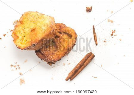 Traditional Christmas Rabanadas. Spanish Torrijas isolated on white background