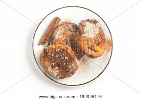 Traditional Christmas Rabanadas. Spanish Torrijas isolated on white background