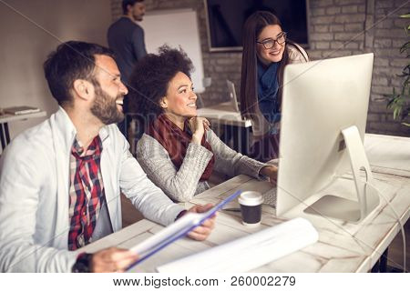 Young businessperson working in pleasant ambience in office