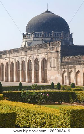A View Of Solah Khambha Mosque, Located Inside The Fort, Bidar, Karnataka, India
