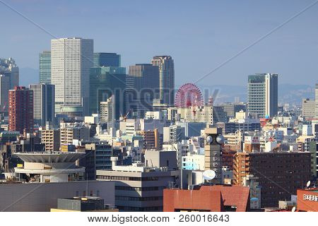 Osaka, Japan - November 22, 2016: City Skyline Of Umeda, Osaka, Japan. Osaka Belongs To 2nd Largest 