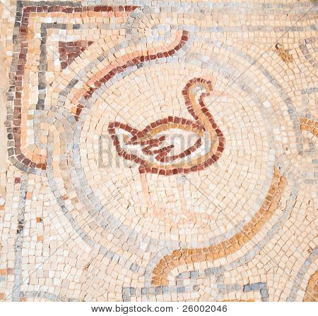 Mosaici pavimentali in castello deserto Qasr Al Hallabat, Jordan