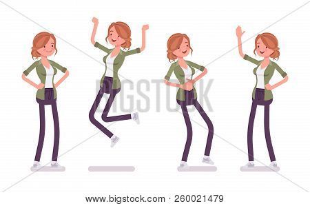 Young Red-haired Woman In Positive Emotions. Caucasian Attractive Girl With Ginger Hairstyle, Optimi