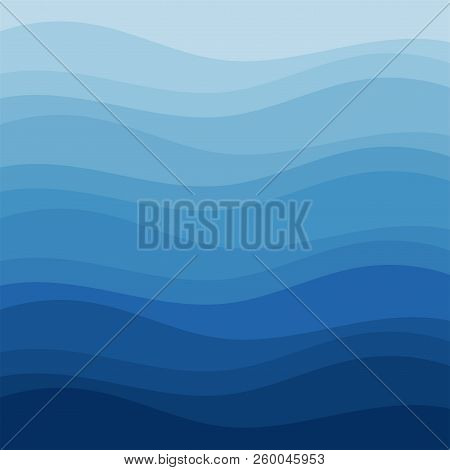 Blue Wave Abstract Background In Flat Vector Design Style