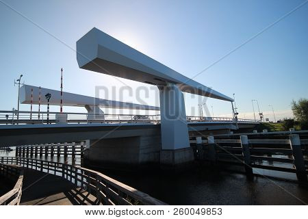 Steel Drawbridge Over River Hollandsche Ijssel Named Gouderaksebrug To Connect Krimpenerwaard With C