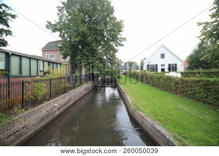 Ancient Buildings On The Streets Of City Haastrecht In The Netherlands.