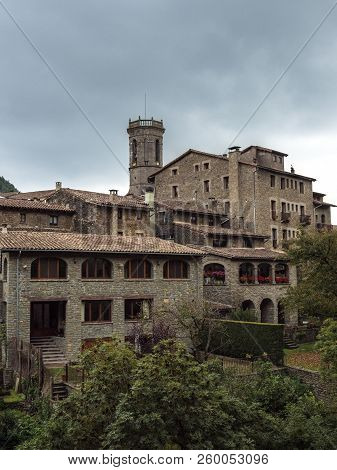 Vertical View Of The Catalan Village Of Rupit I Pruit In Summertime