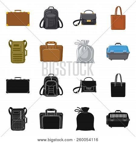 Vector Design Of Suitcase And Baggage Icon. Set Of Suitcase And Journey Vector Icon For Stock.