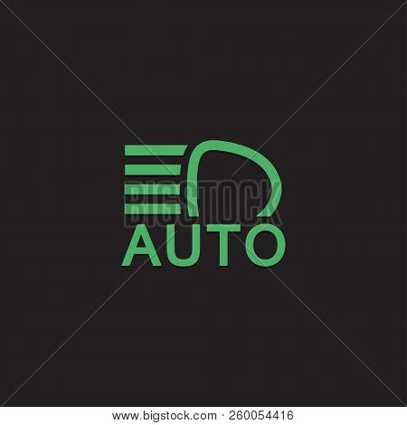Car Dashboard Panel Icon On A Black Background. Light Sensor.