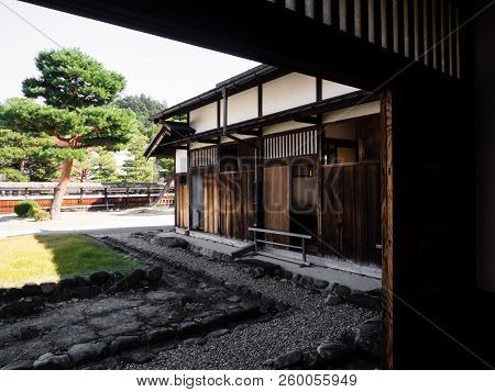 Takayama, Japan - October 6, 2015: Takayama Jinya Traditional Japanese Mansion And Garden