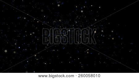Flying Dust Particles On A Black Background