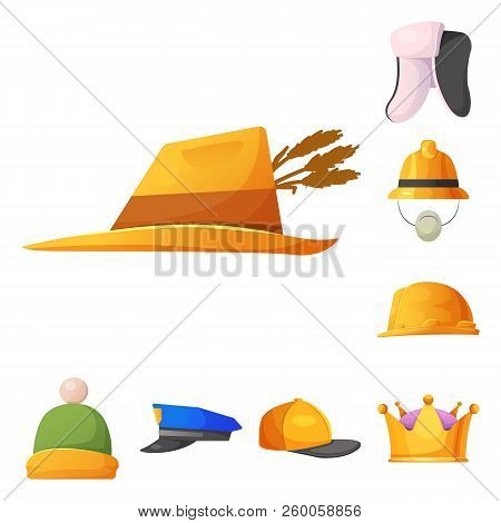Isolated Object Of Headgear And Cap Symbol. Set Of Headgear And Accessory Stock Vector Illustration.
