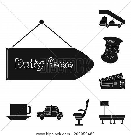 Vector Design Of Airport And Airplane Symbol. Set Of Airport And Plane Vector Icon For Stock.