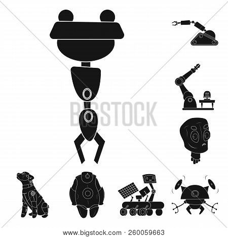 Vector Illustration Of Robot And Factory Symbol. Set Of Robot And Space Stock Vector Illustration.