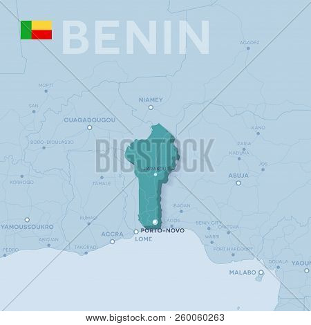 Verctor Map Of Cities And Roads In Benin.