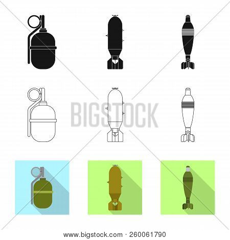 Vector Illustration Of Weapon And Gun Logo. Set Of Weapon And Army Vector Icon For Stock.