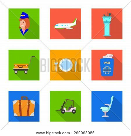 Vector Illustration Of Airport And Airplane Symbol. Set Of Airport And Plane Stock Vector Illustrati