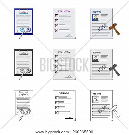 Vector Illustration Of Form And Document Sign. Set Of Form And Mark Stock Vector Illustration.