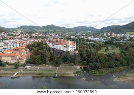 Beautiful View Of Decin City From Pastyrska Stena Rock