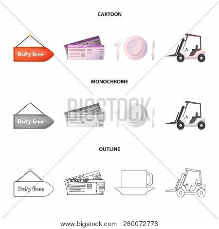 Vector Design Of Airport And Airplane Symbol. Set Of Airport And Plane Stock Vector Illustration.