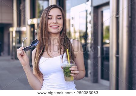 Youngster People Person Youth Leisure Lifestyle Concept. Close Up Photo Portrait Of Beautiful Pretty