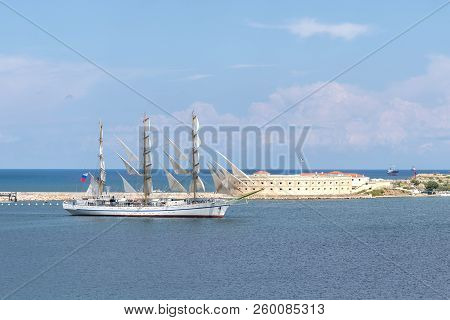 Sevastopol, Crimea - July 26: The Chersonese Sailing Vessel Enters The Sevastopol Bay On July 26, 20