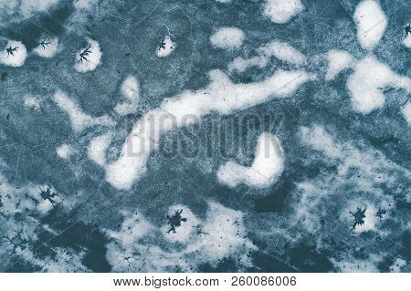 View From Above On Frozen Lake