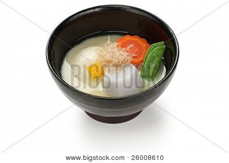 Miso polévka zoni (japonská rýže dort polévka), japonské jídlo