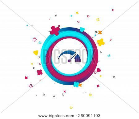 Tachometer Sign Icon. Revolution-counter Symbol. Car Speedometer Performance. Colorful Button With I
