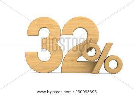 thrity two percent on white background. Isolated 3D illustration