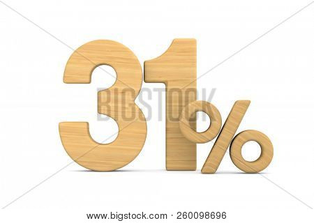 thrity one percent on white background. Isolated 3D illustration