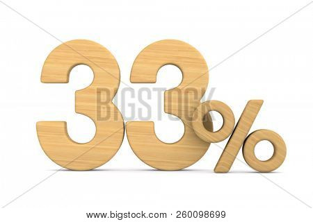 thrity three percent on white background. Isolated 3D illustration