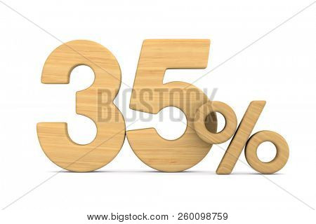 thrity five percent on white background. Isolated 3D illustration