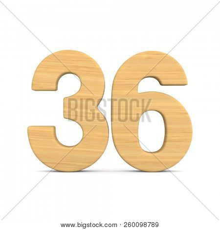 Number thrity six on white background. Isolated 3D illustration