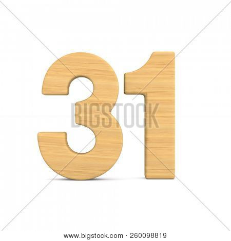 Number thrity one on white background. Isolated 3D illustration