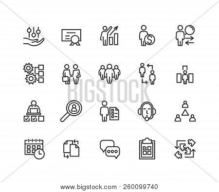 Simple Set Of Business Managment Related Vector Line Icons. Contains Such Icons As One-on-one Meetin