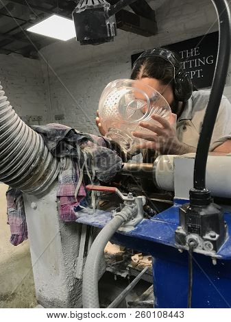 In The Cutting And Sculpting Department Of The House Of Waterford Crystal In Ireland