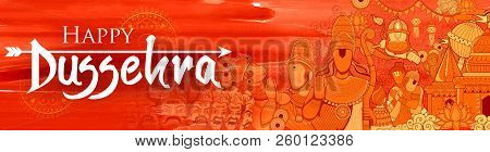 Lord Ram, Sita, Laxmana, Hanuman And Ravana In Dussehra Navratri Festival Of India Poster