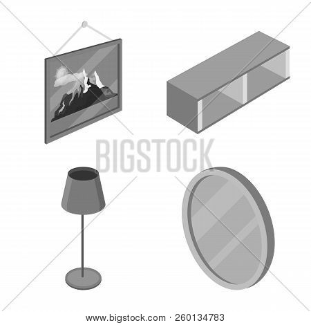 Vector Design Of Bedroom And Room Symbol. Collection Of Bedroom And Furniture Stock Symbol For Web.