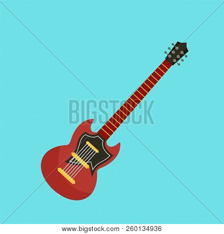 Electric Guitar Icon. Flat Illustration Of Electric Guitar Icon For Web Design