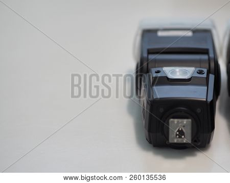 External Flashes For Camera On White Background.