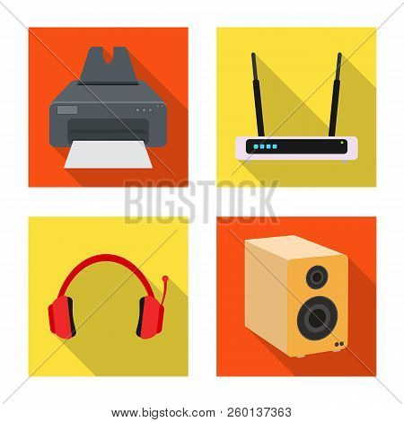 Vector Illustration Of Laptop And Device Symbol. Set Of Laptop And Server Stock Vector Illustration.