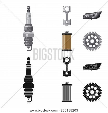 Vector Design Of Auto And Part Sign. Set Of Auto And Car Vector Icon For Stock.
