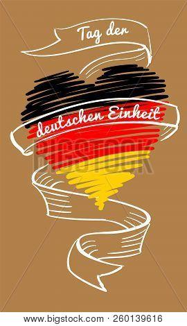 Deutschen Einheit Vertical Banner. Hand Drawn Illustration Of Deutschen Einheit Vertical Banner For 