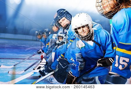 Young Hockey Defenseman Practicing On Ice Rink
