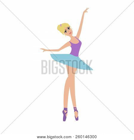 Cartoon Beauty Ballerina Vector Illustration Isolatad On White Background