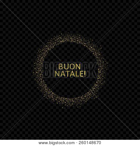 Italian Christmas Label. Buon Natale, Golden Confetti Label