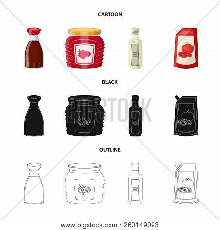 Vector Illustration Of Can And Food Sign. Set Of Can And Package Vector Icon For Stock.