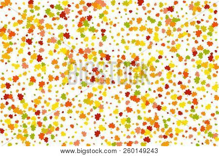Autumn Background With Colorful Leaves On White Background. Abstract Colorful Falling Leaves Backgro