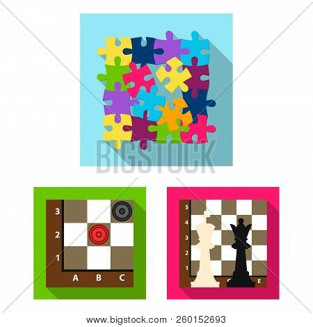 Board Game Flat Icons In Set Collection For Design. Game And Entertainment Vector Symbol Stock Web I